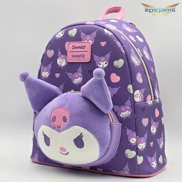 Loungefly Kuromi Hearts Plush Face Mini Backpack main image 6